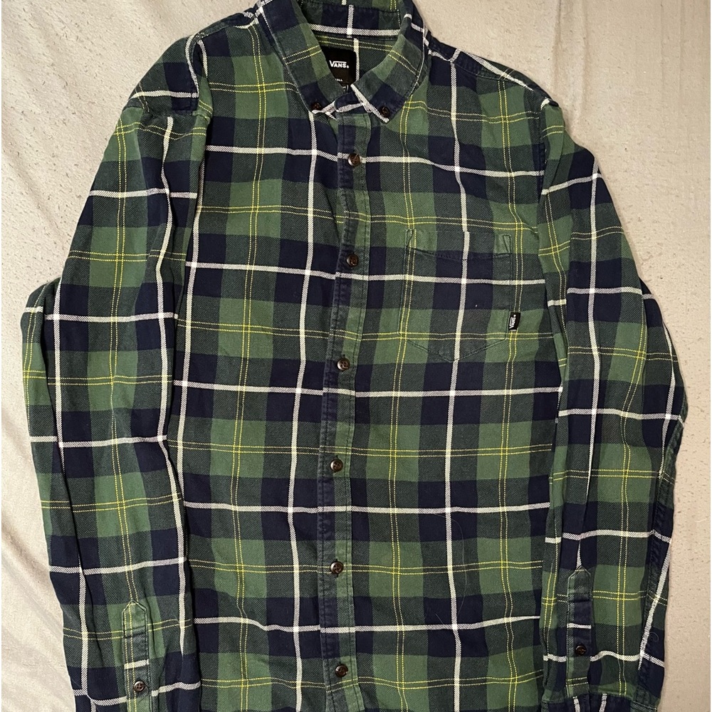 Vans Green Flannel Button Up
